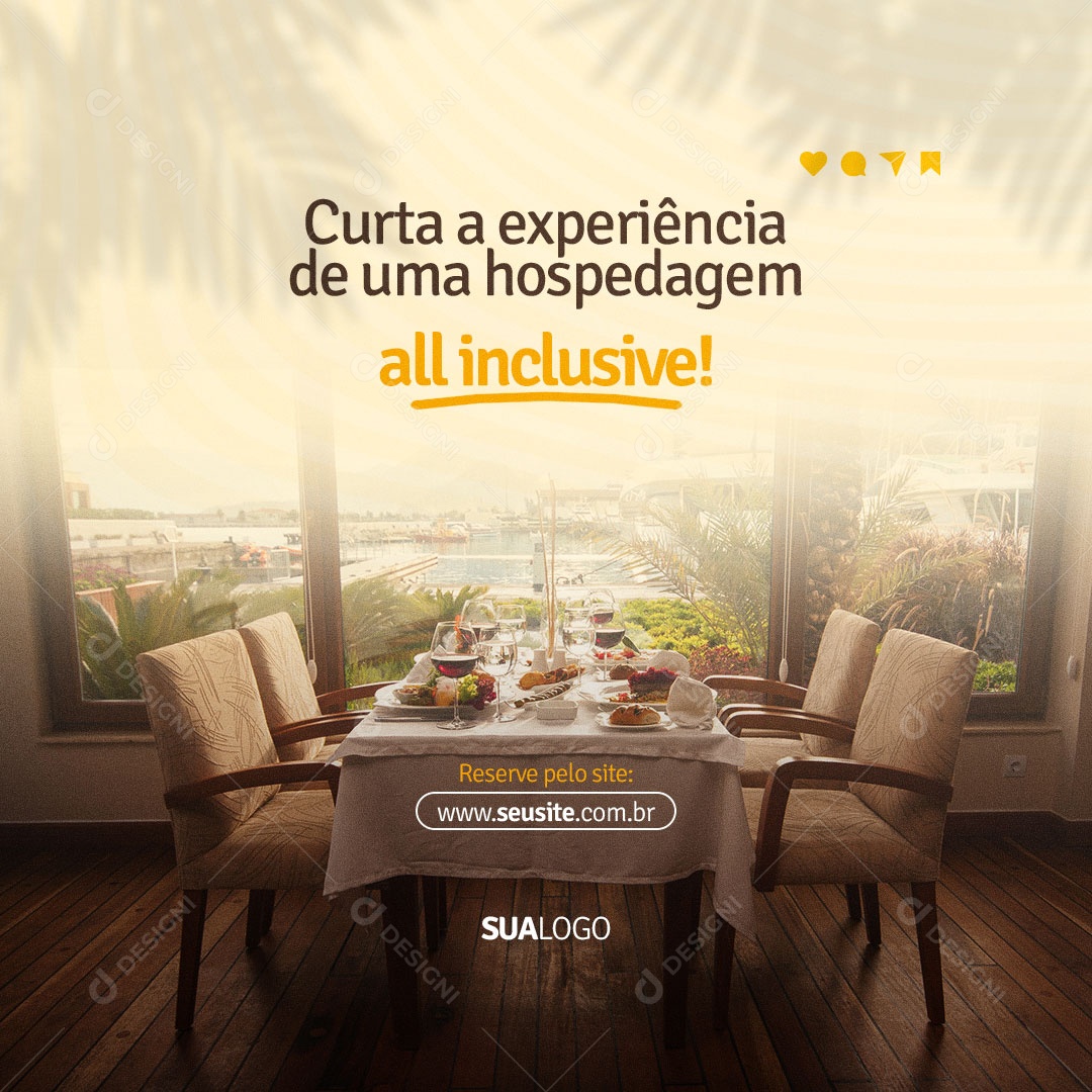 Curta A Experiência de um Hospedagem Resort Social Media PSD Editável
