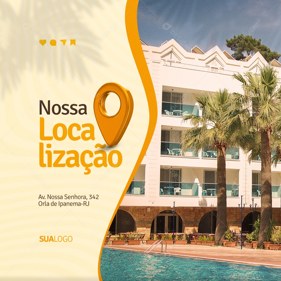 Nossa Localização Resort Social Media PSD Editável