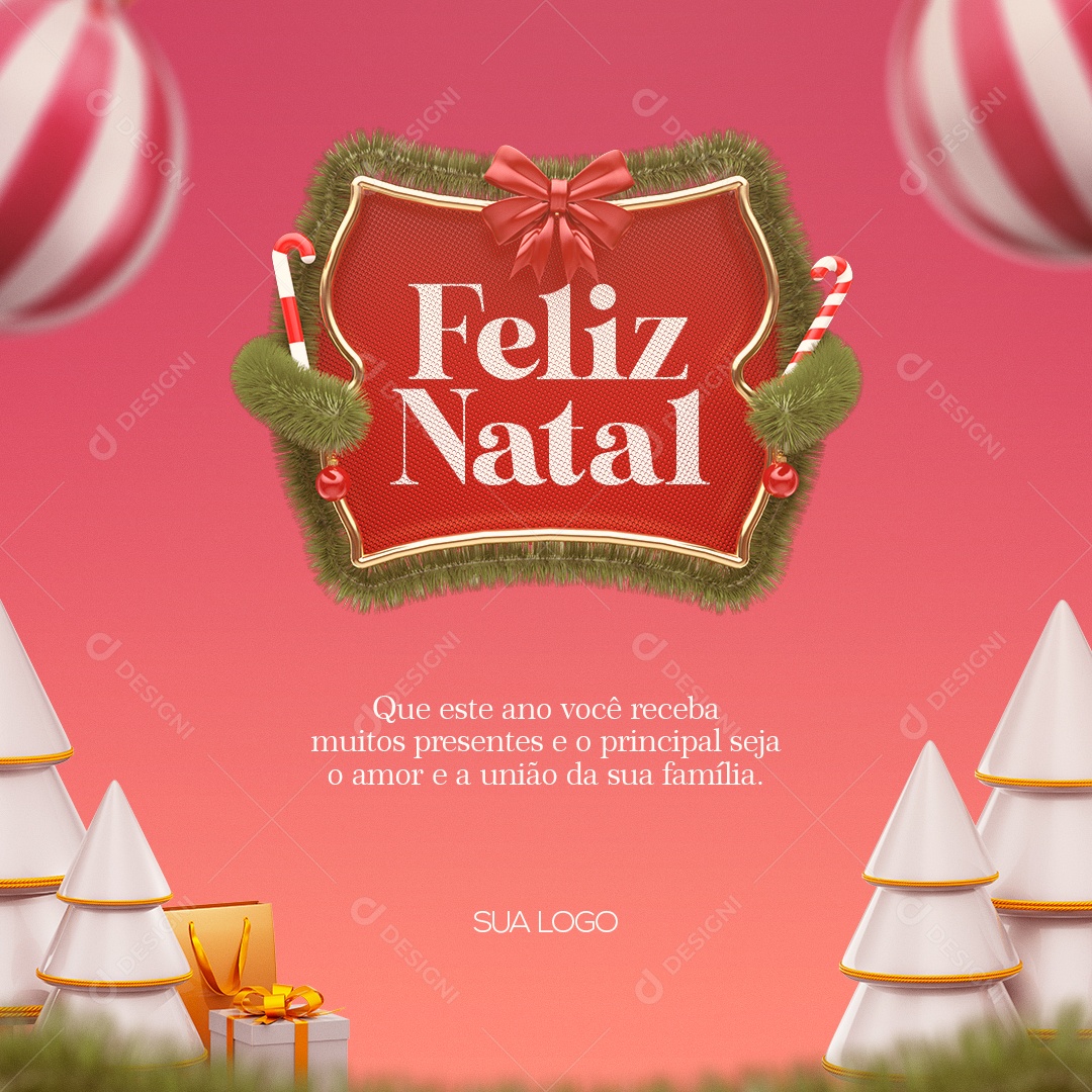 Feliz Natal 25 de Dezembro Social Media PSD Editável