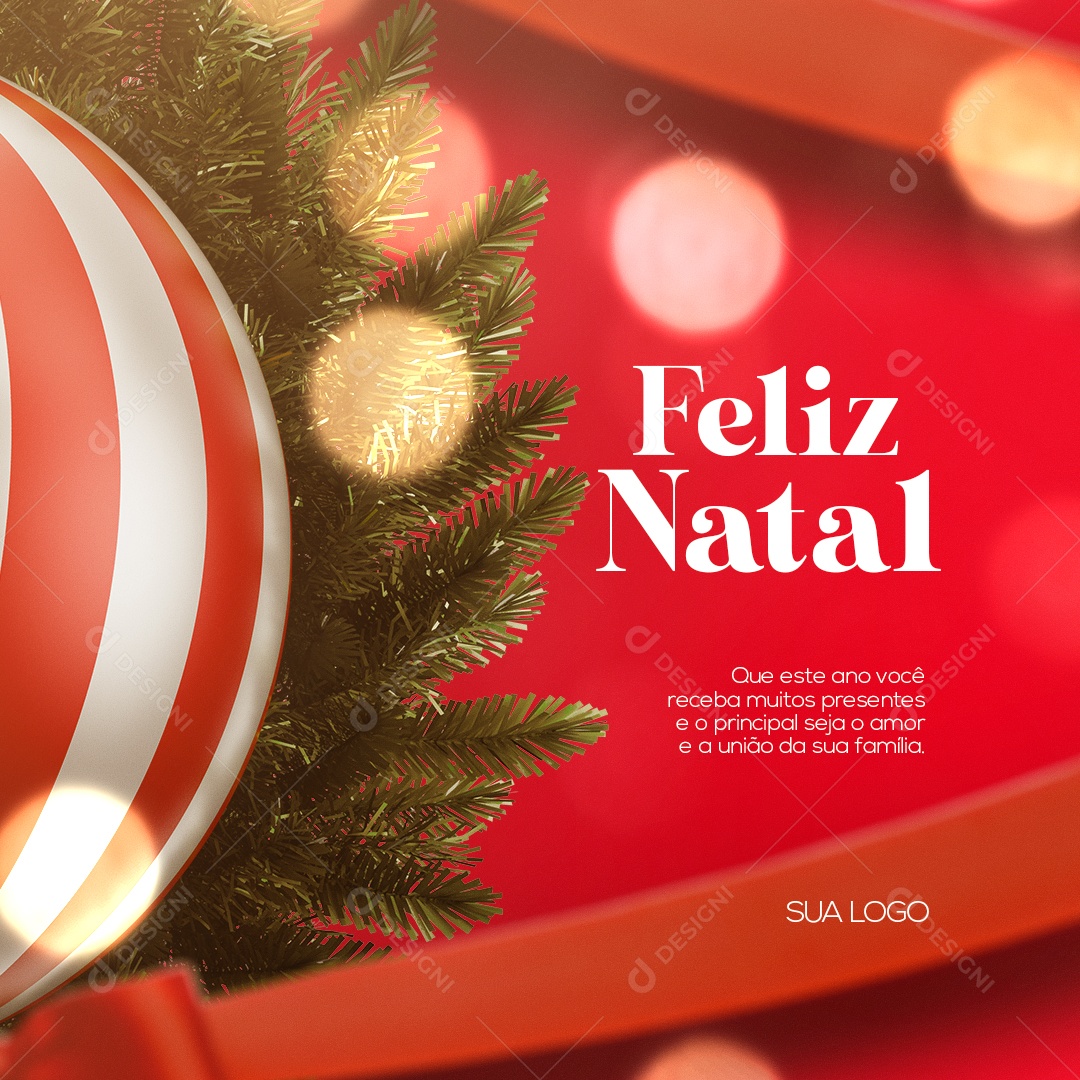 Receba Muitos Presentes e o Principal Seja o Amor e a União da Sua Família Feliz Natal Social Media PSD Editável