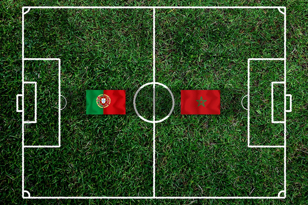 Competição da Taça de Futebol entre a seleção nacional de Marrocos e a seleção portuguesa.