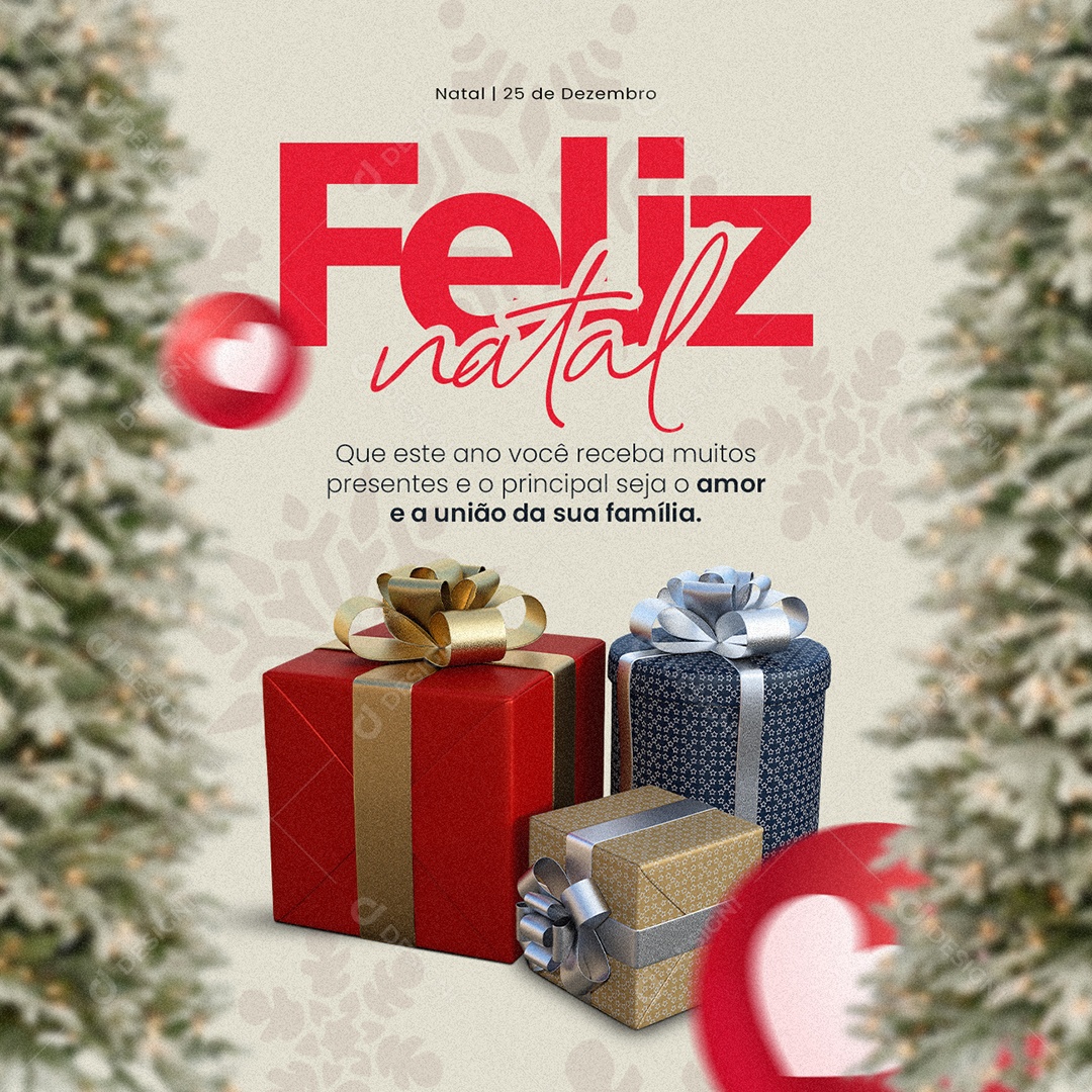 Que Este Ano Você Receba Muitos Feliz Natal Social Media PSD Editável