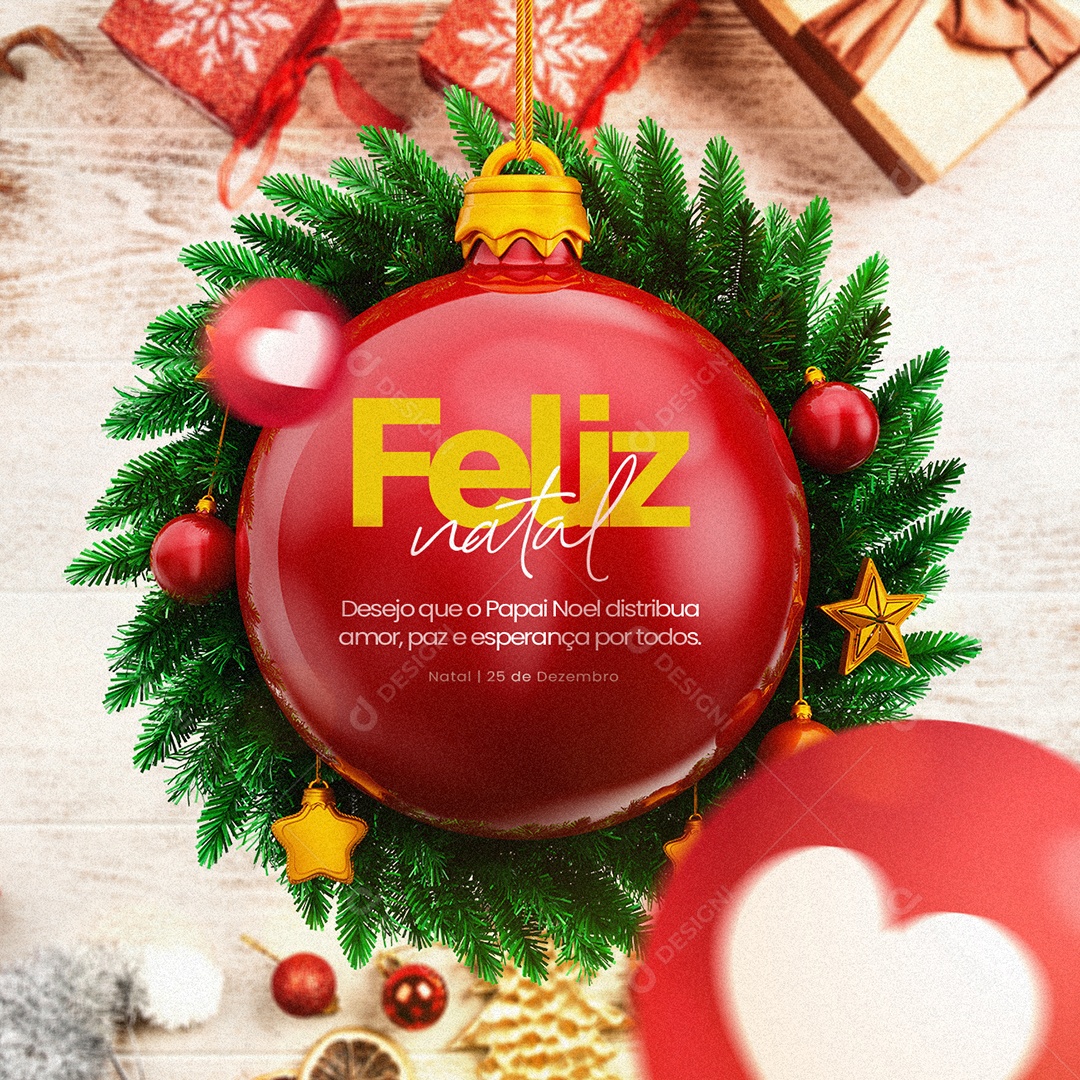Desejo Que o Papai Noel Distribua Amor Feliz Natal Social Media PSD Editável
