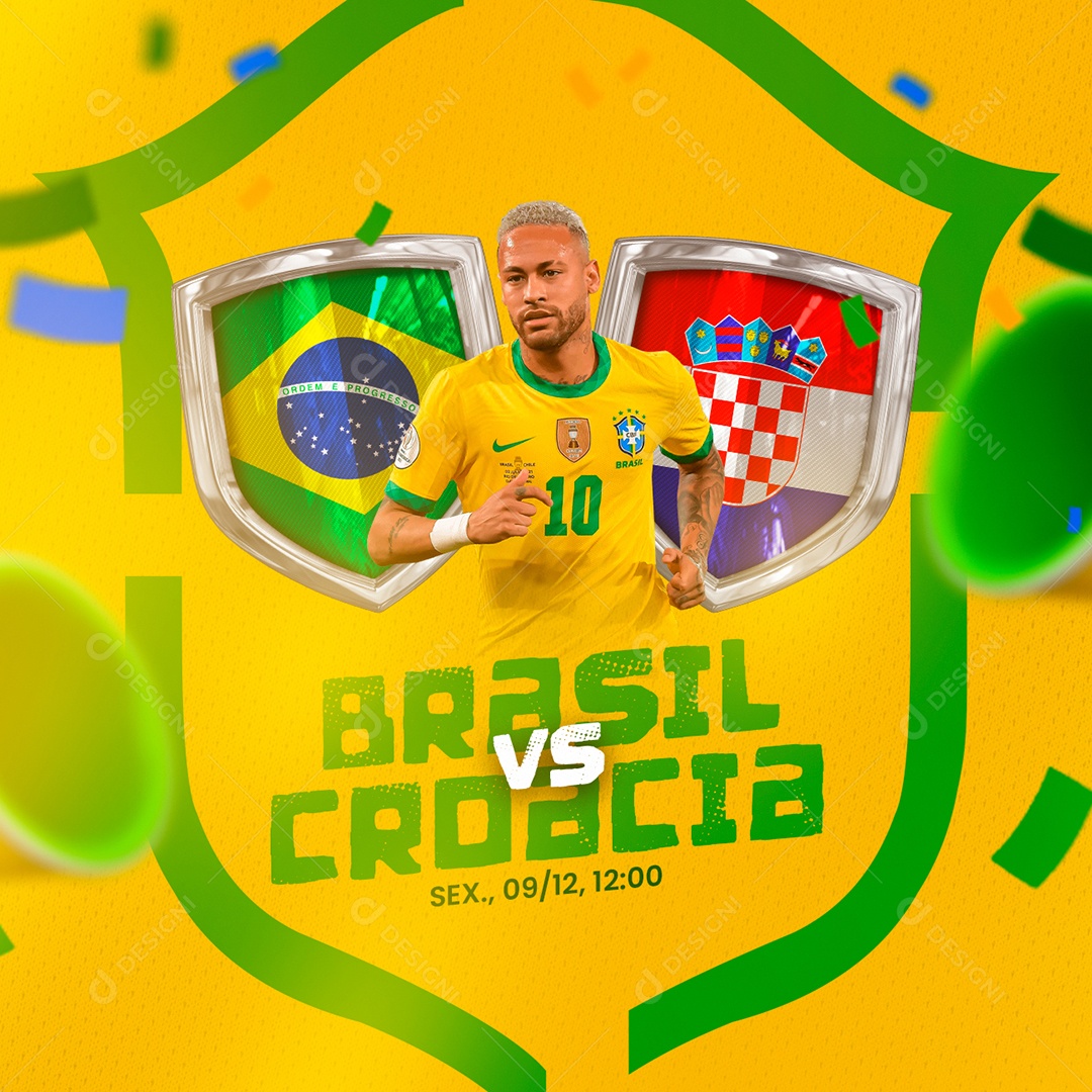 Brasil vs Croácia Futebol Copa do Mundo Social Media PSD Editável