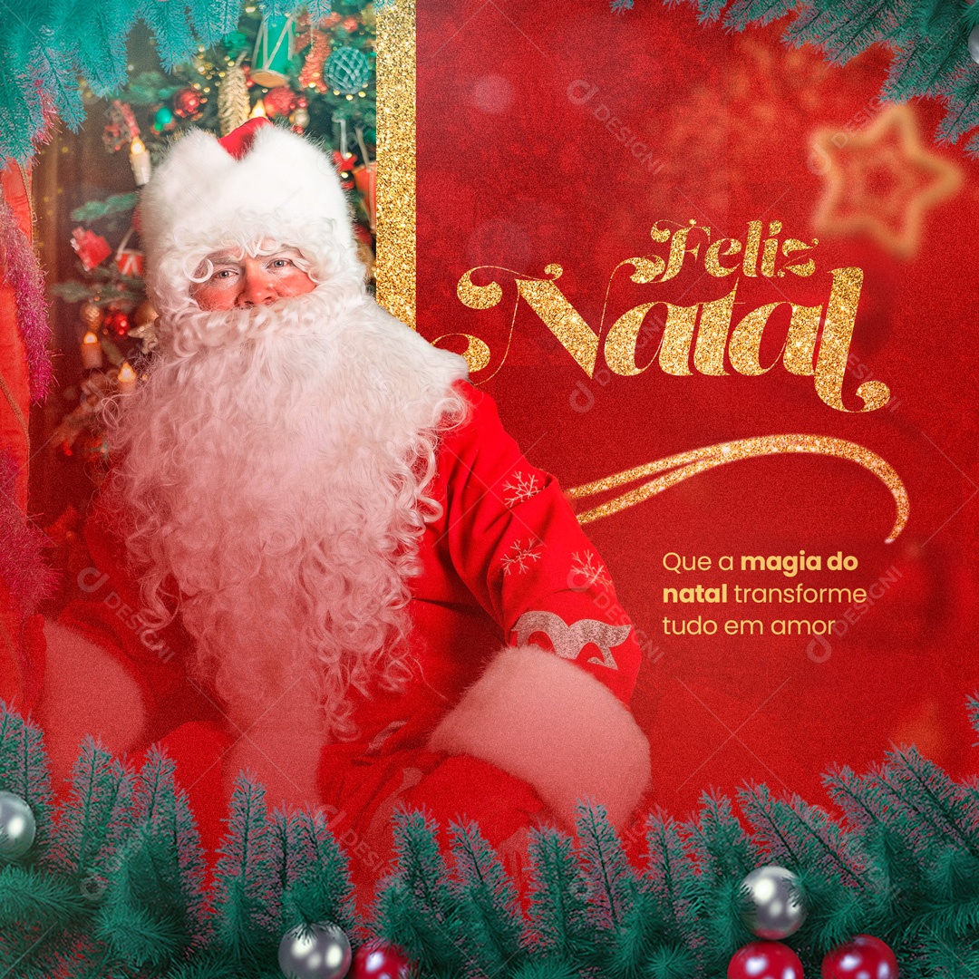 Que a Magia do Natal Transforme Tudo em Amor Feliz Natal Social Media PSD Editável