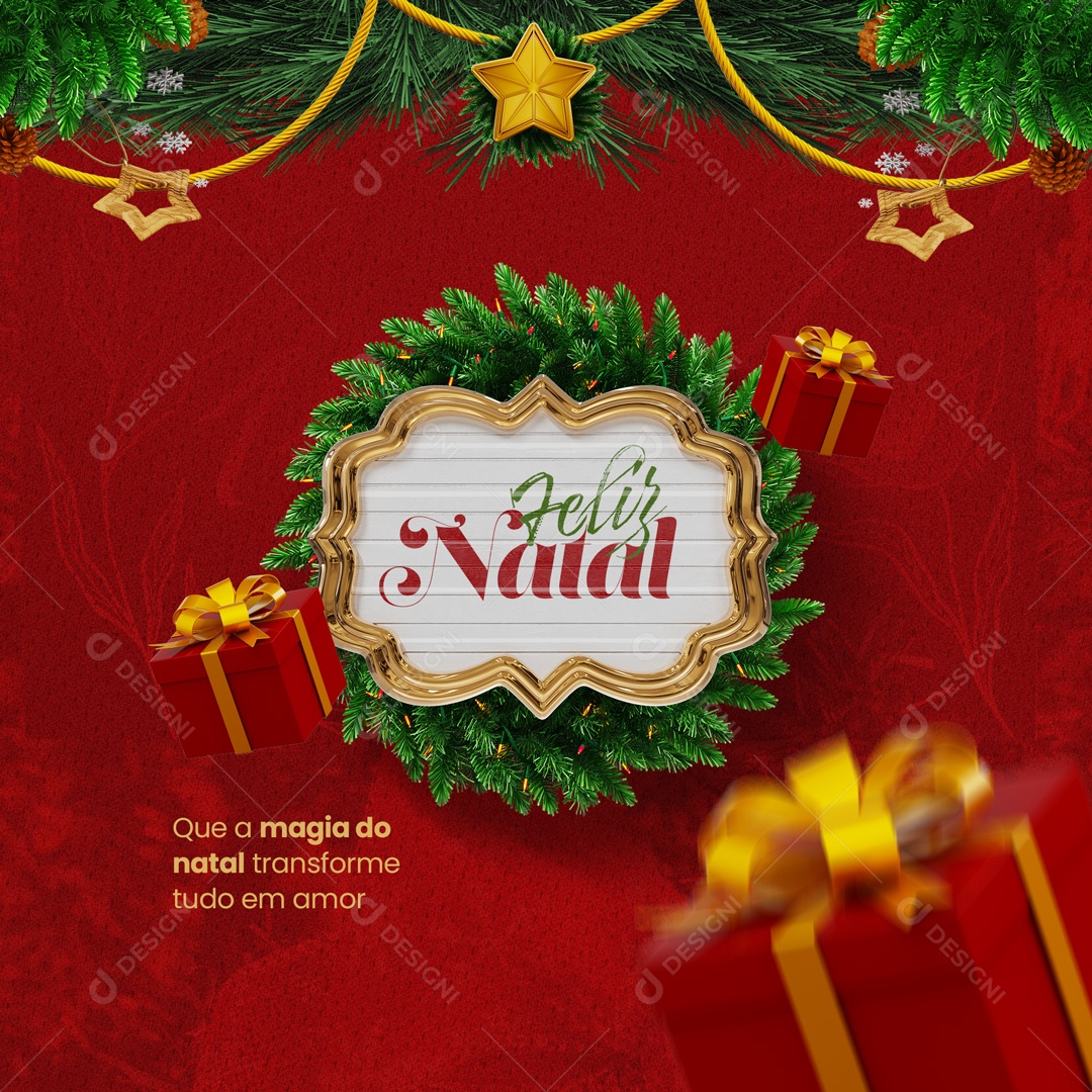 Que a Magia do Natal Transforme Tudo em Amor Feliz Natal Social Media PSD Editável