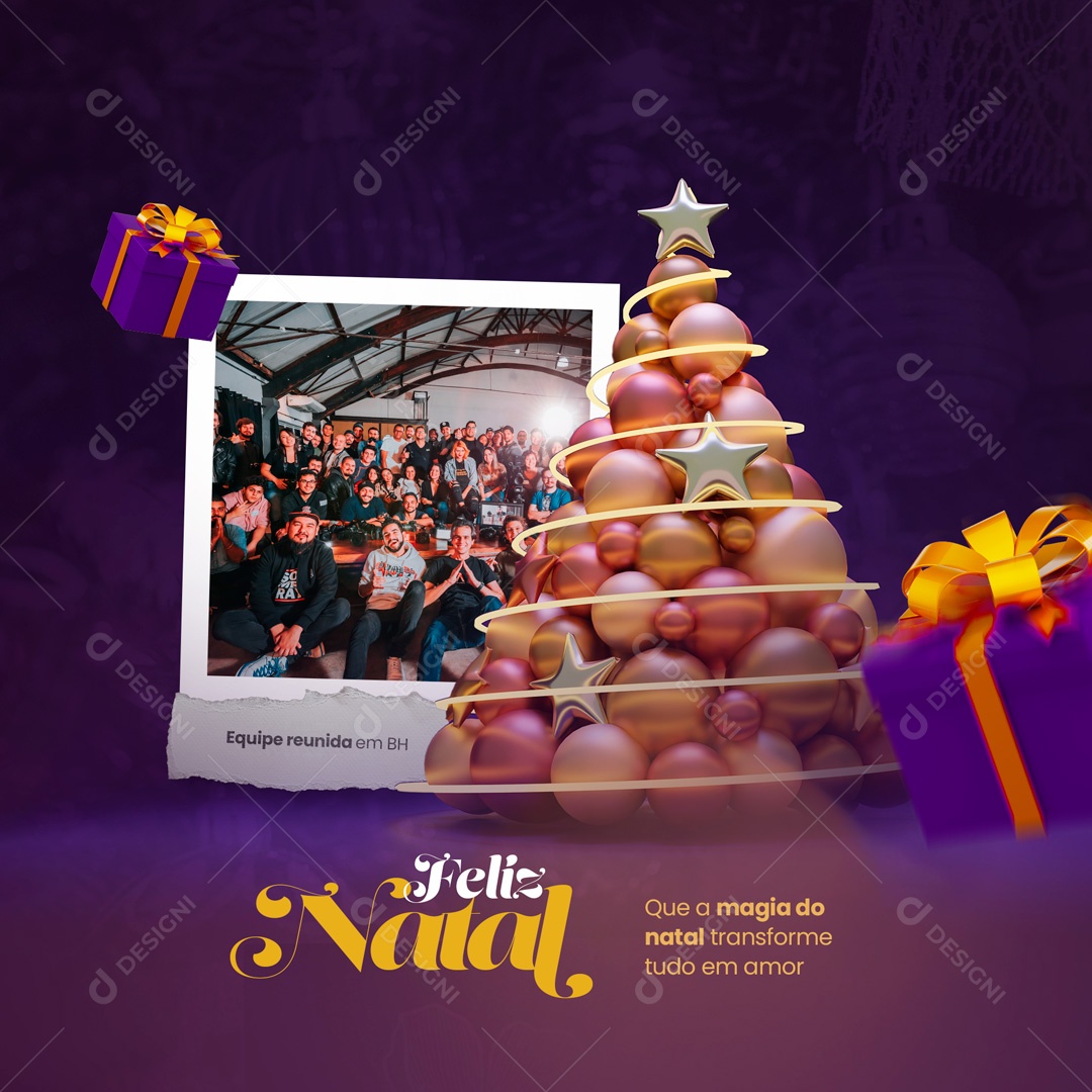 Que a Magia do Natal Transforme Tudo em Amor Feliz Natal Social Media PSD Editável