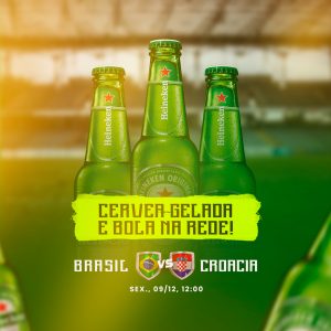 Cerveja Gelada e Bola de Rede Futebol Heineken Cervejaria Social Media PSD Editável