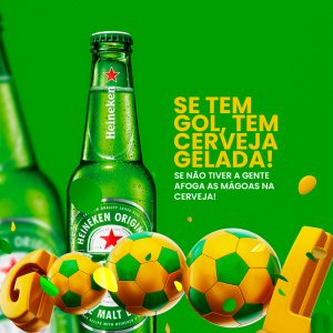 Se tem Gol tem Cerveja Gelada Futebol Copa do Mundo Social Media PSD Editável