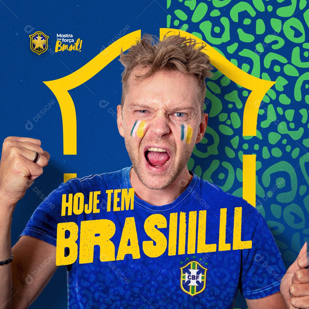 Hoje Tem Brasil Copa do Mundo Social Media PSD Editável