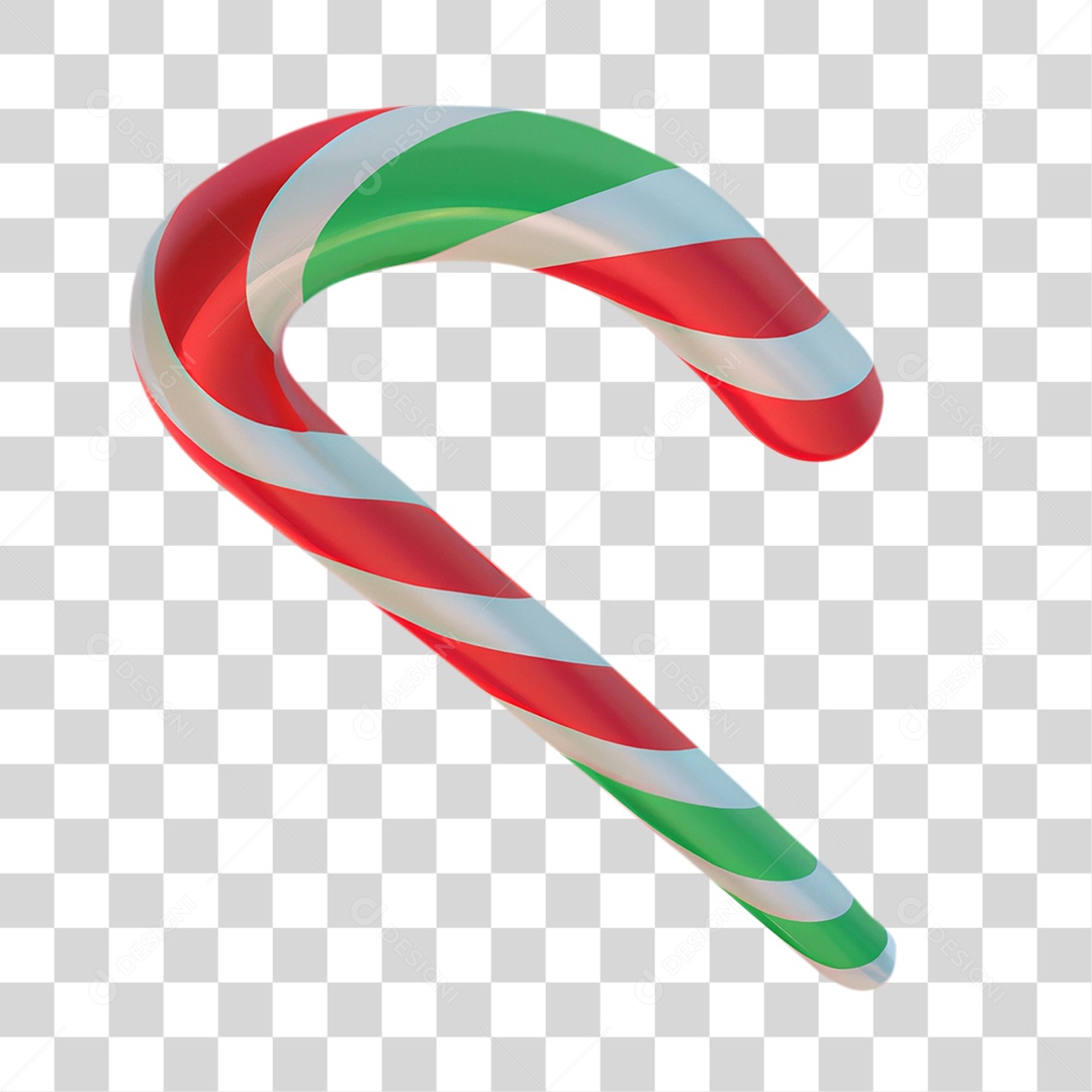 Elemento de Natal 3D Bengala de Açúcar PNG Transparente Sem Fundo