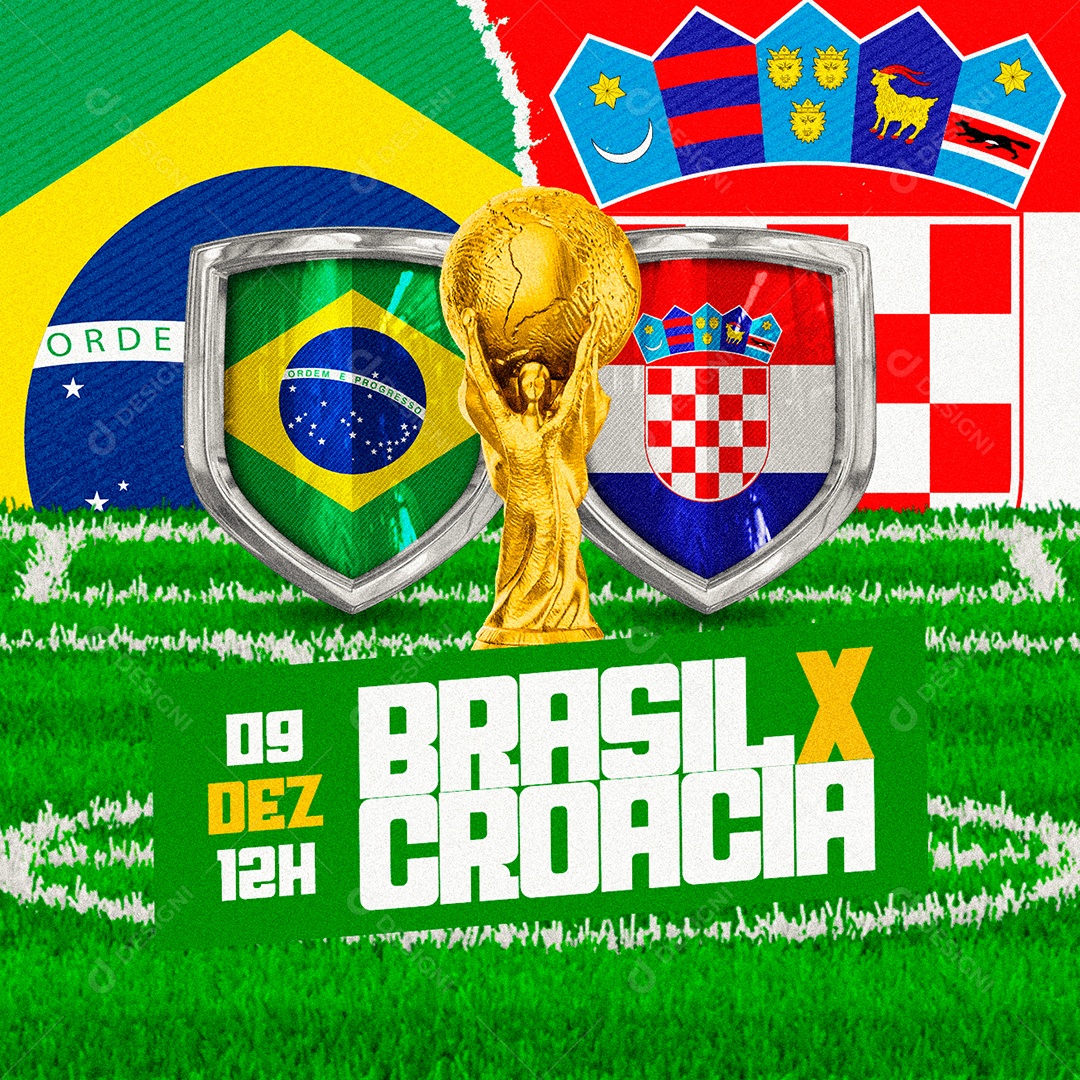 Brasil vs Croácia Futebol Copa do Mundo Social Media PSD Editável