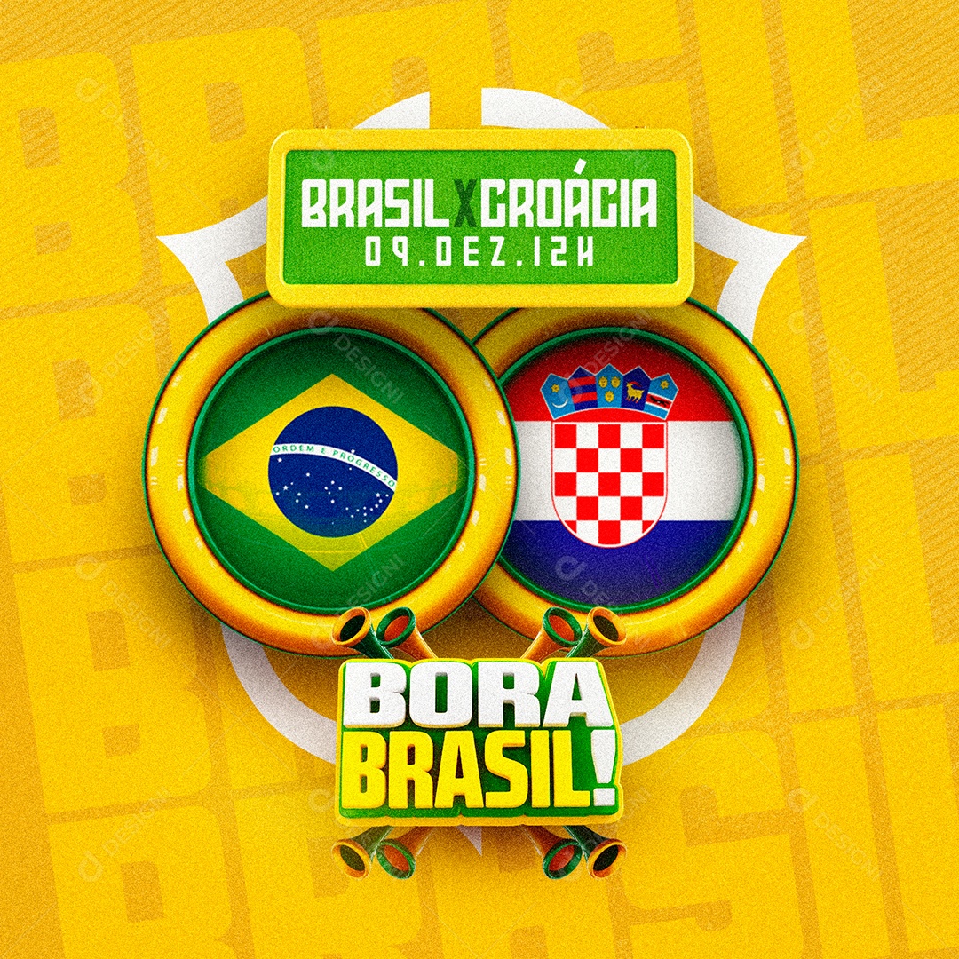 Bora Brasil Copa do Mundo Brasil x Croácia Social Media PSD Editável