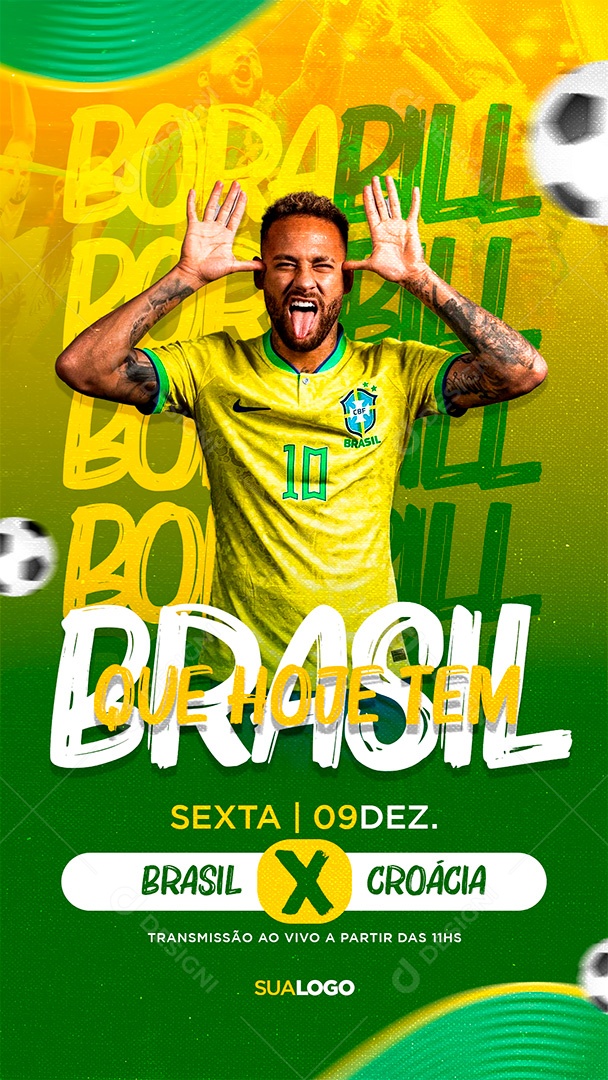 Post Copa do Mundo Bora Bill Social Media PSD Editável