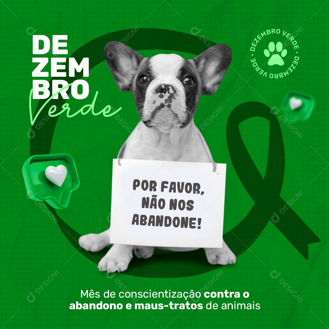 Post Dezembro Verde Abandono de Animais Social Media PSD Editável