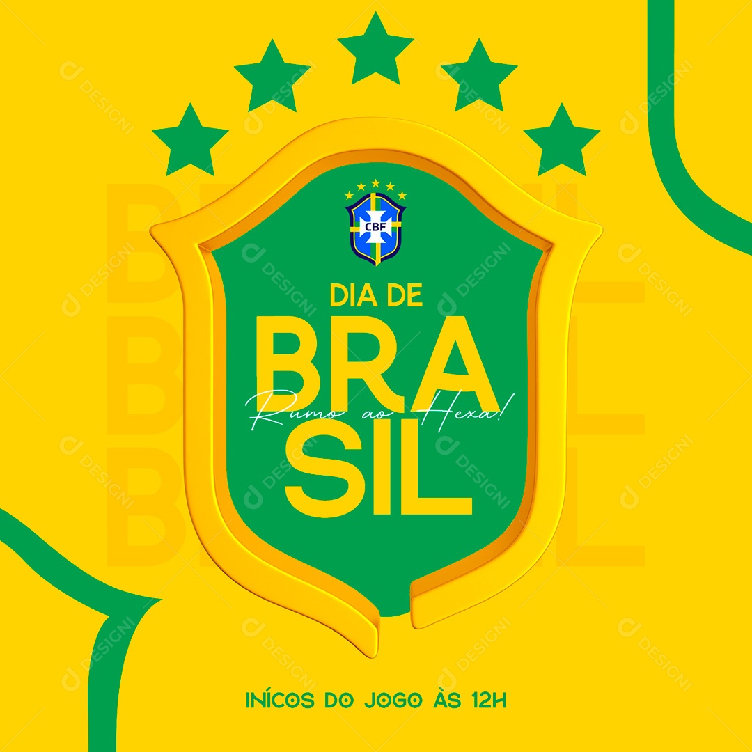 Post Hoje Tem Brasil Copa do Mundo Social Media PSD Editável