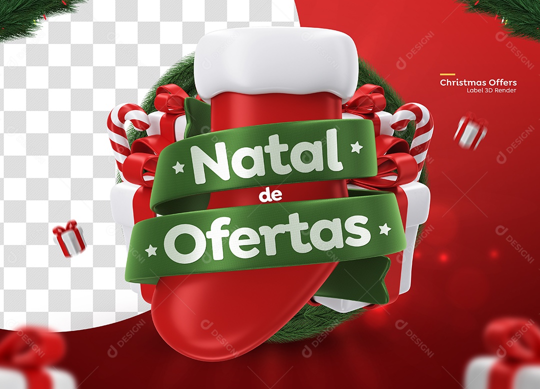 Ofertas de Natal Selo 3D para Composição PSD