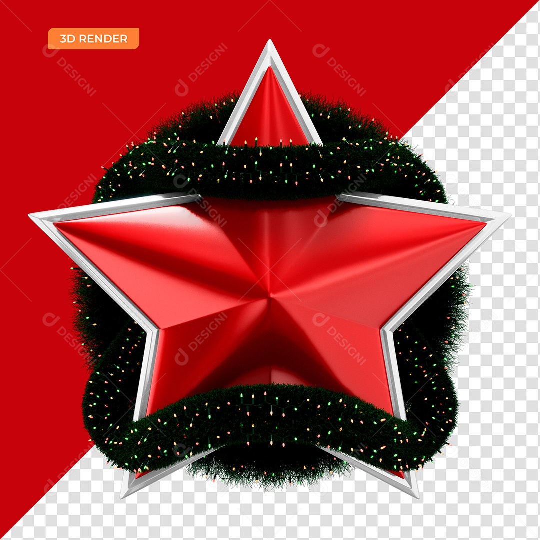 Elemento 3D Estrela Natalina PSD