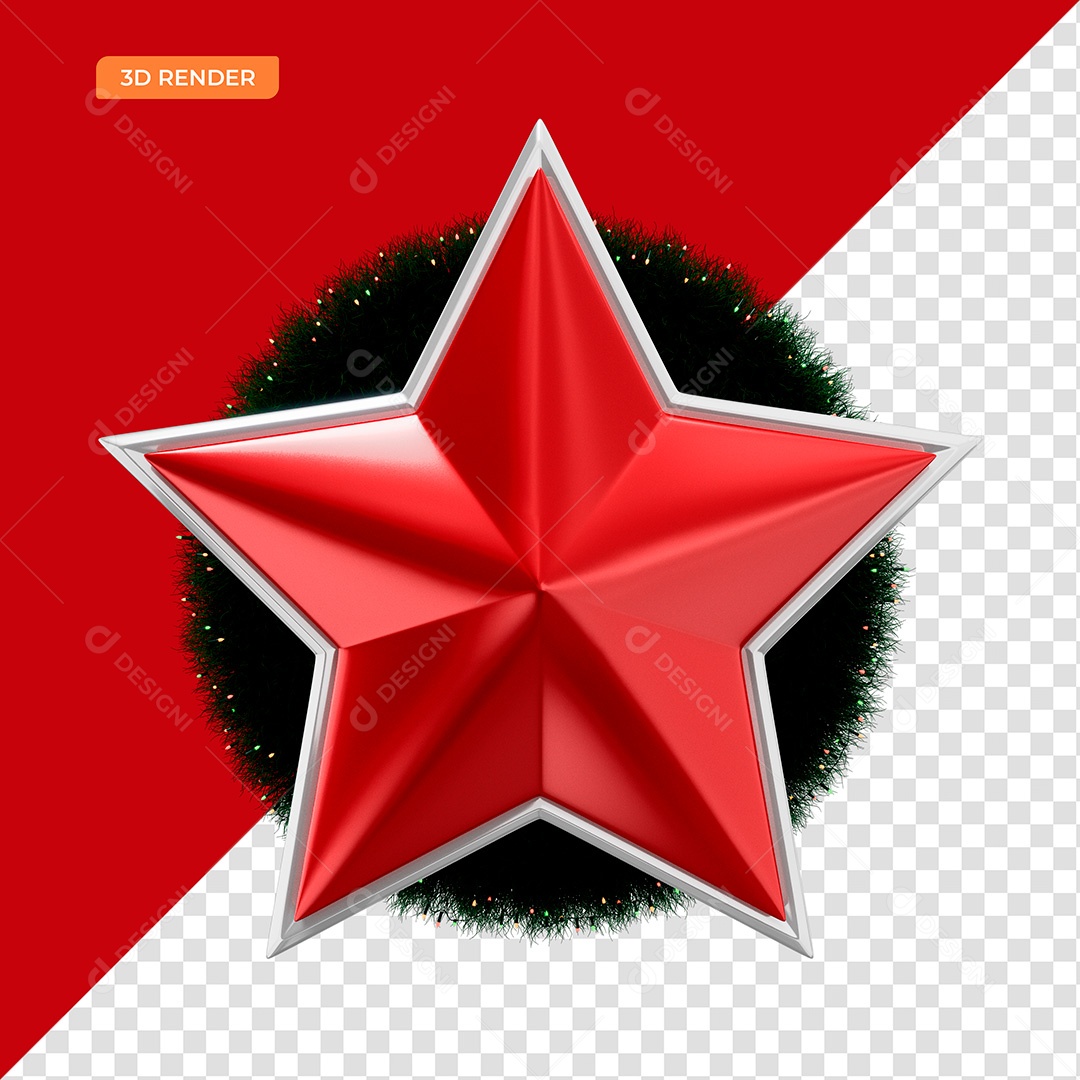 Elemento 3D Estrela Natalina PSD