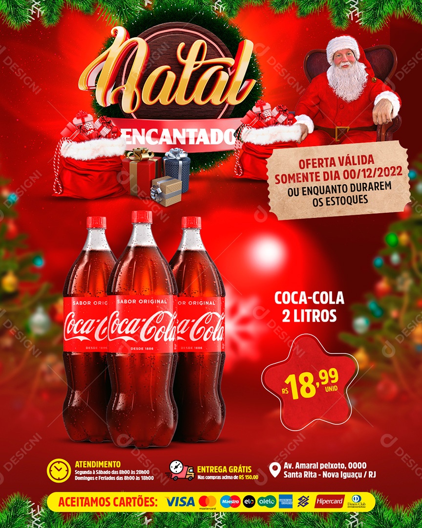 Natal Encantado Supermercado Social Media PSD Editável