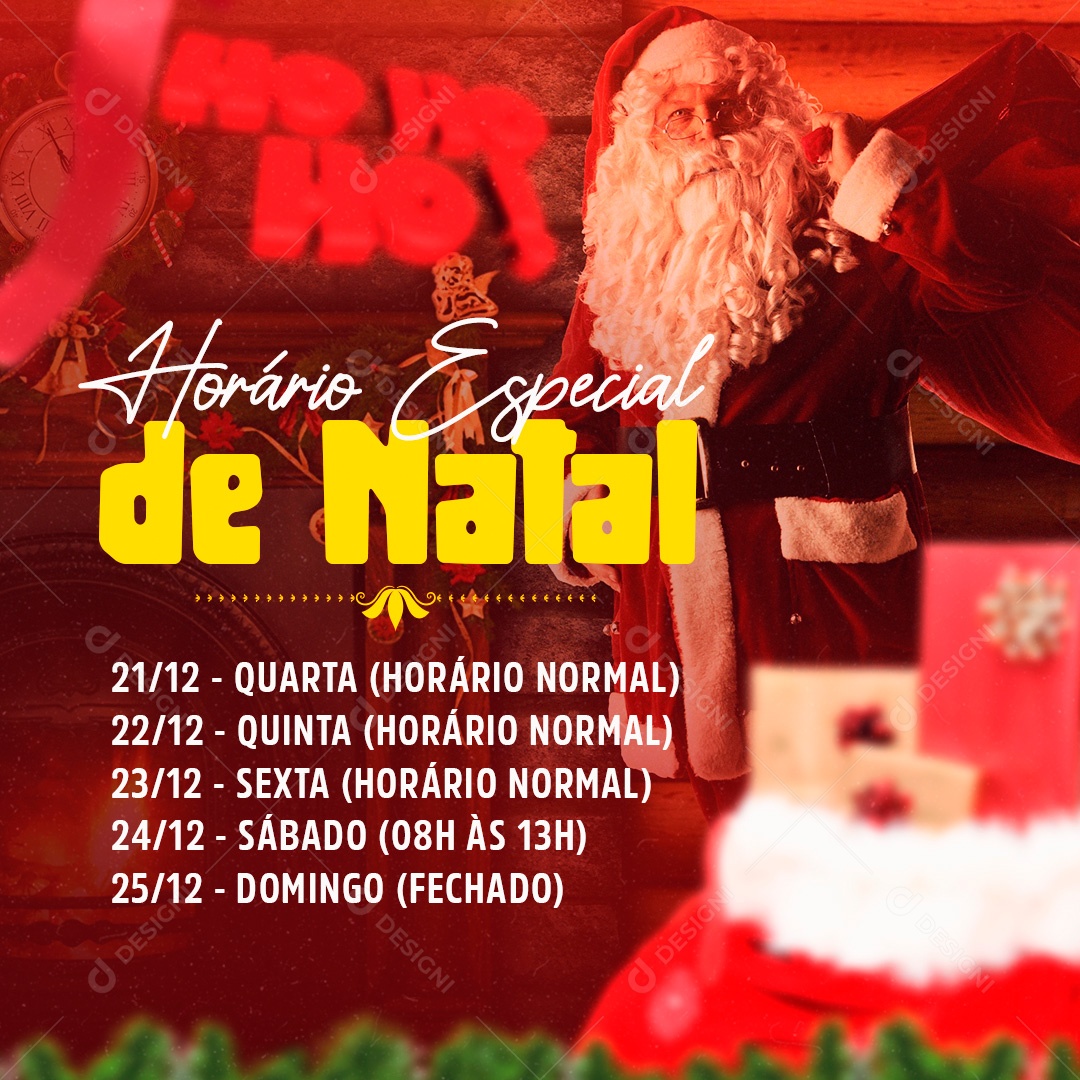 Horário Especial de Funcionamento Natal Social Media PSD Editável