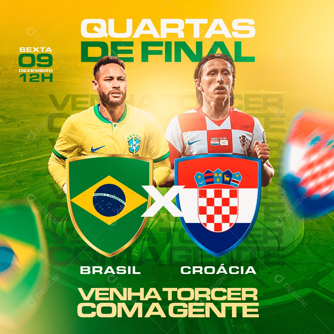 Post Quartas de Final Brasil X Croácia Social Media PSD Editável