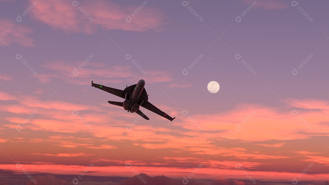 Avião voando sobre céu azul nuvens