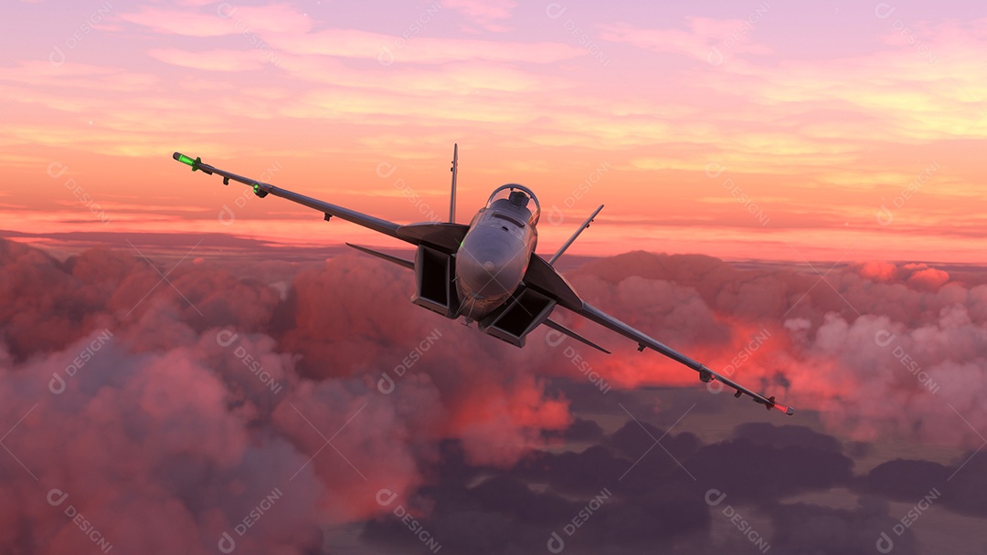 Avião voando sobre céu azul nuvens