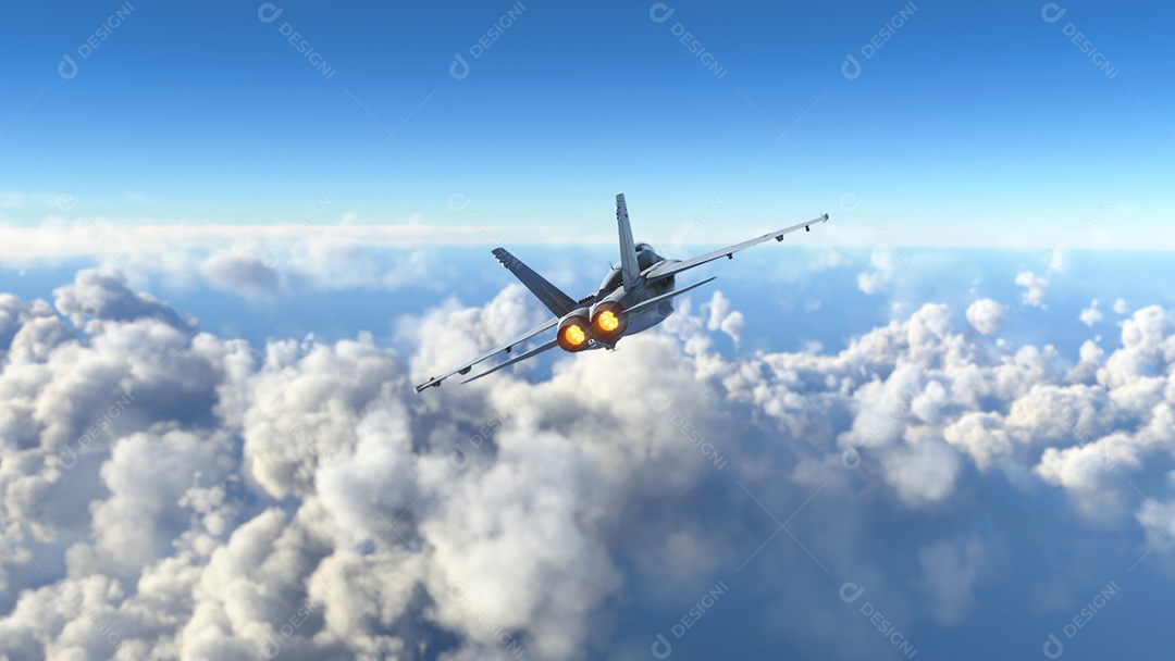 Avião voando sobre céu azul nuvens