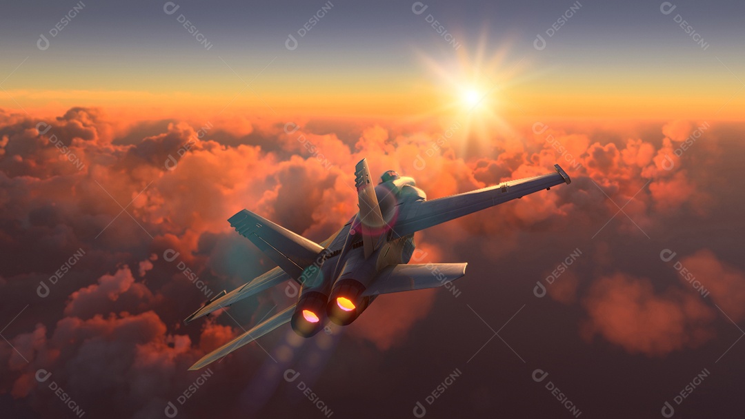 Avião voando sobre céu azul nuvens