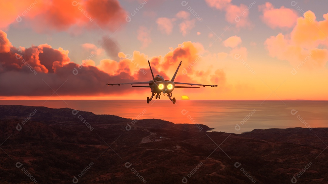 Avião voando sobre céu azul nuvens