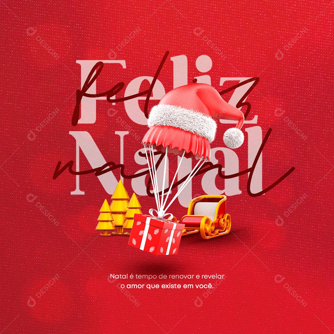 Social Media Natal é Tempo de Renovar e Revelar Feliz Natal PSD Editável