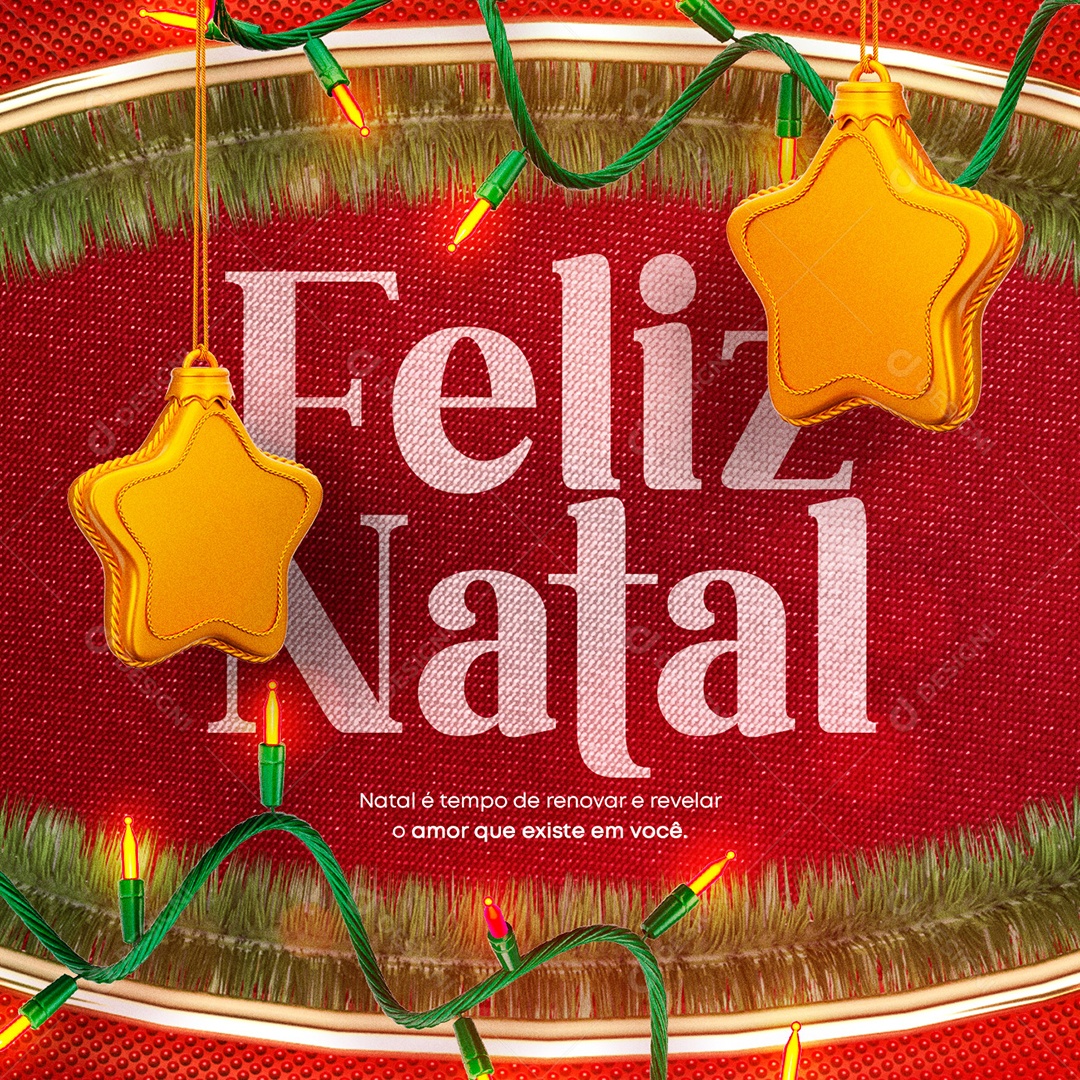 Natal é Tempo de Renovar e Revelar Feliz Natal Social Media PSD Editável
