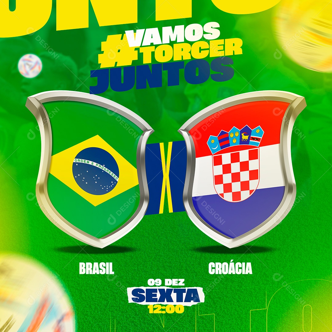 Post Copa Do Mundo Vamos Torcer Juntos Social media PSD Editável