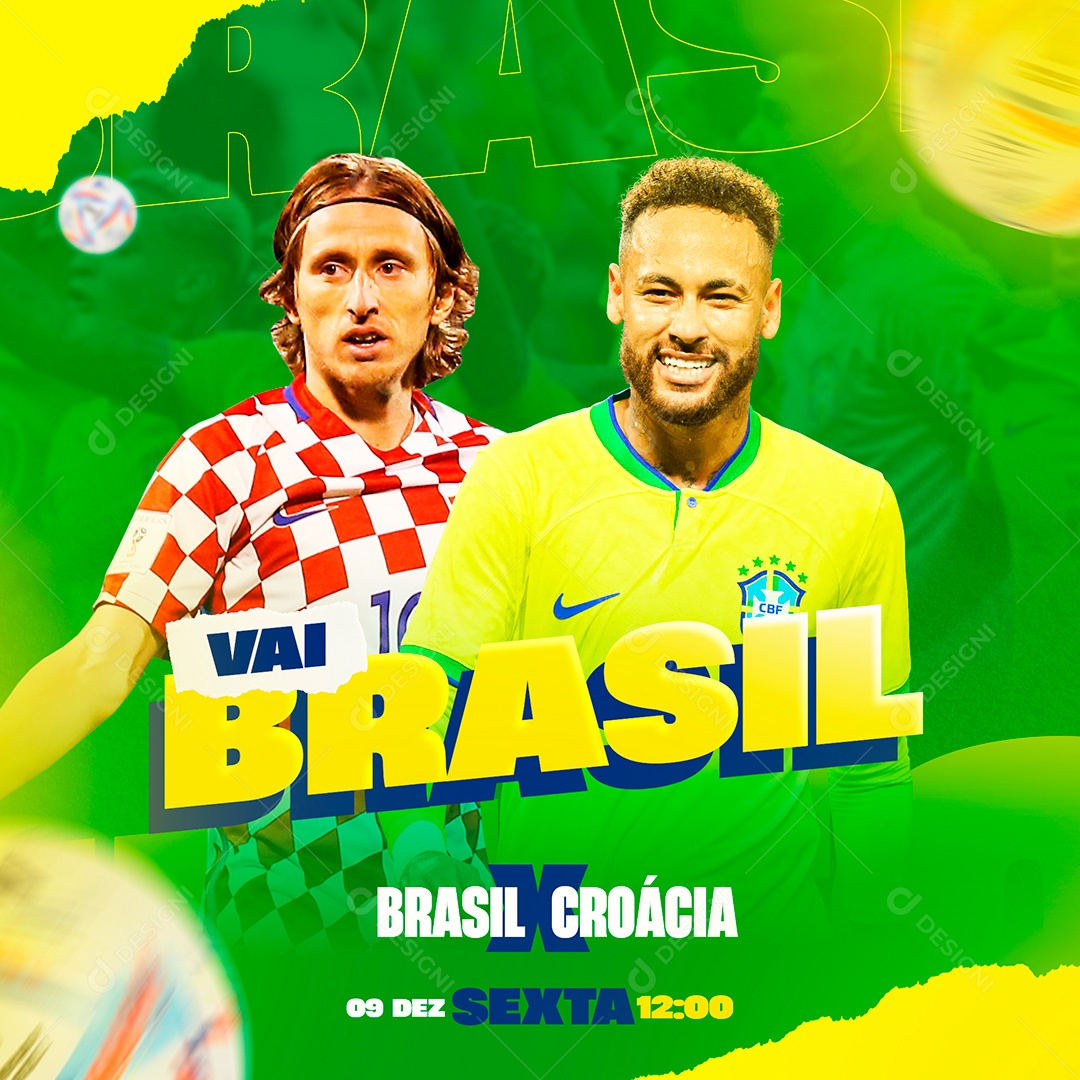 Post Copa do Mundo Vai Brasil Social Media PSD Editável