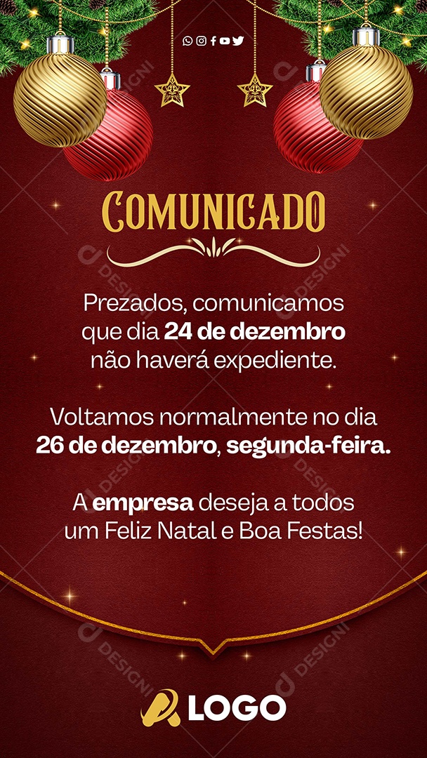 Story Comunicado de Feriado Dia Da Nossa Senhora da Aparecida Social Media PSD Editável