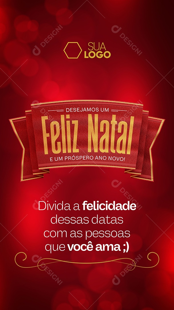 Story Desejamos um Feliz Natal e Um Próspero Ano Novo Social Media PSD Editável