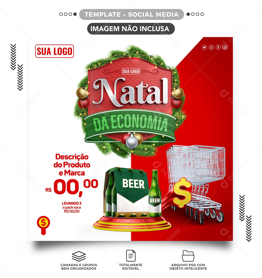 Natal da Economia Cerveja Beer Cervejaria Social Media PSD Editável