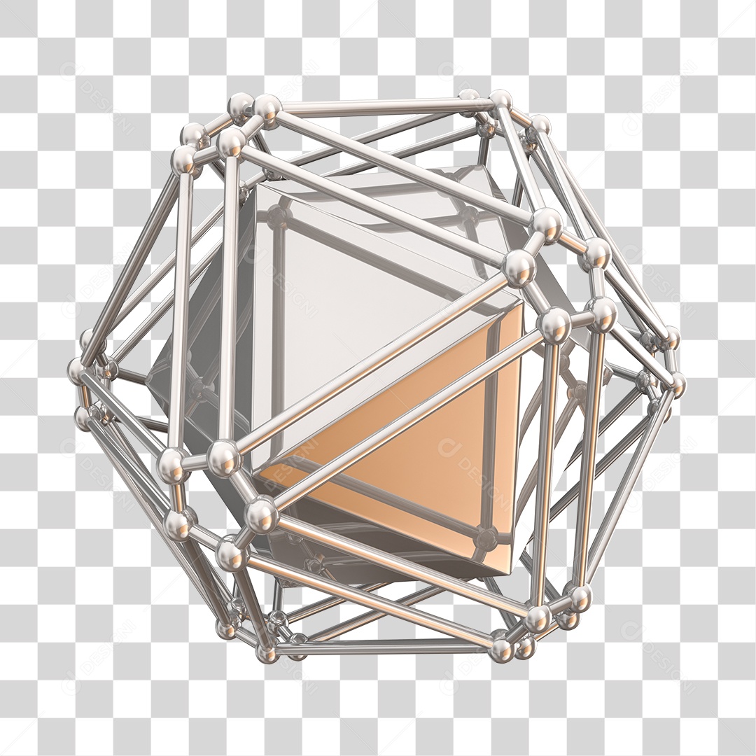 Icosaedro Prata Forma Geométrica Elemento 3D PNG Transparente