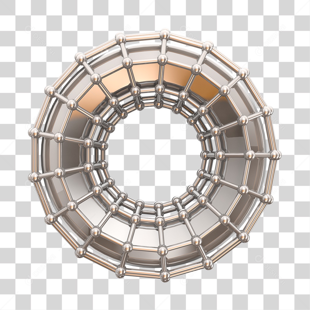 Círculo Prata Forma Geométrica Elemento 3D PNG Transparente