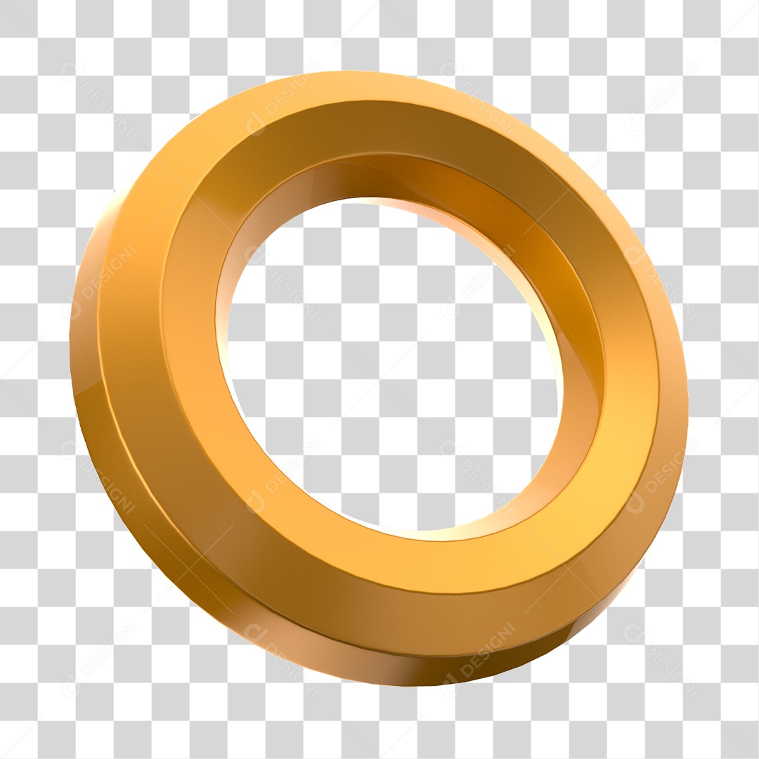 Círculo Dourado Forma Geométrica Elemento 3D PNG Transparente