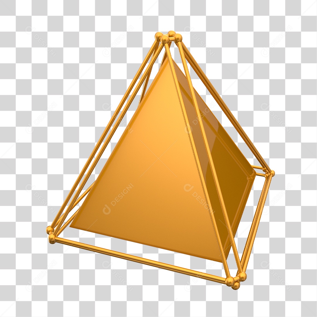 Triângulo Dourado Forma Geométrica Elemento 3D PNG Transparente