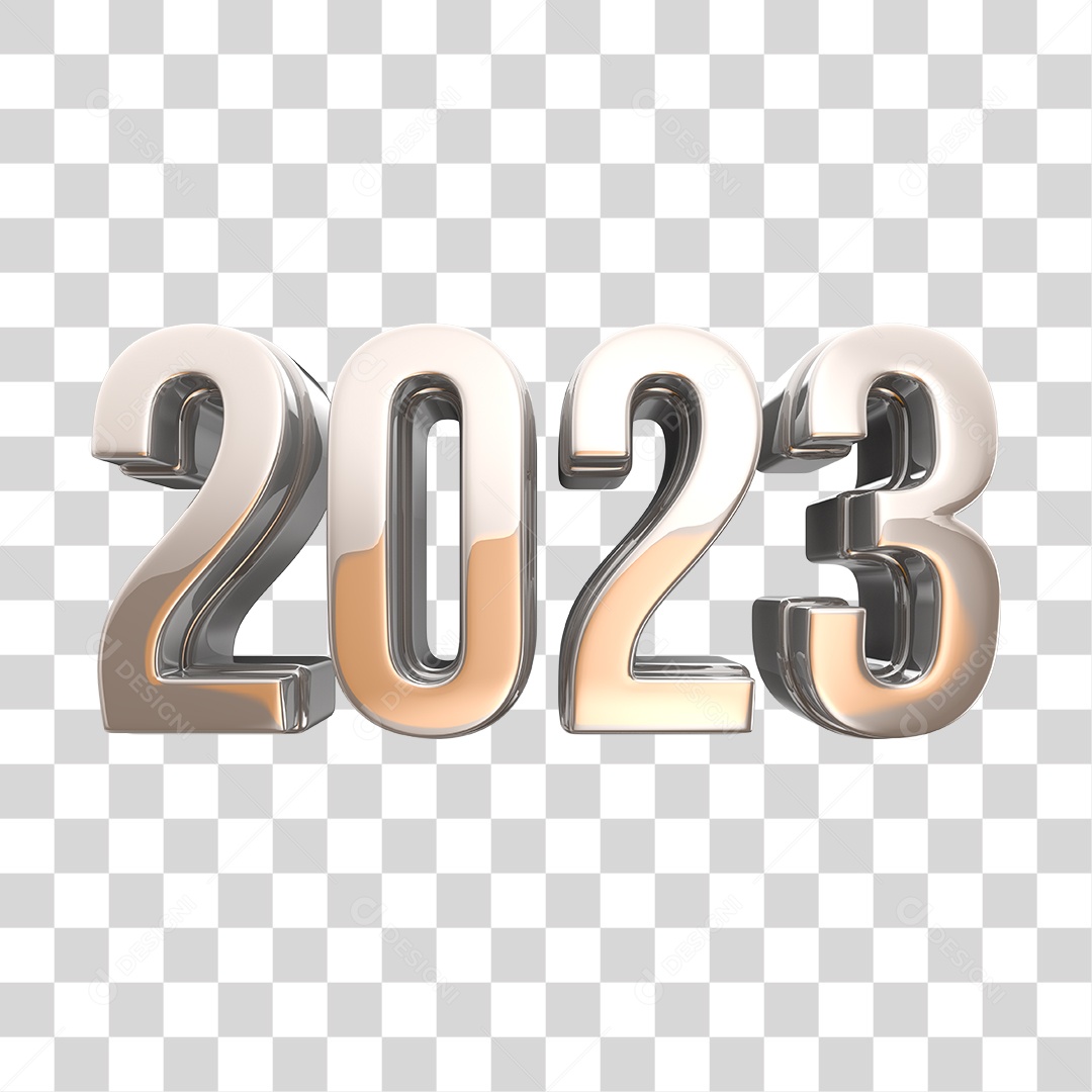 Número 2023 Prata Elemento 3D de Ano Novo PNG Transparente