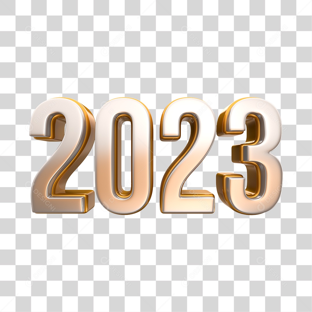 Número 2023 Prata Elemento 3D de Ano Novo PNG Transparente