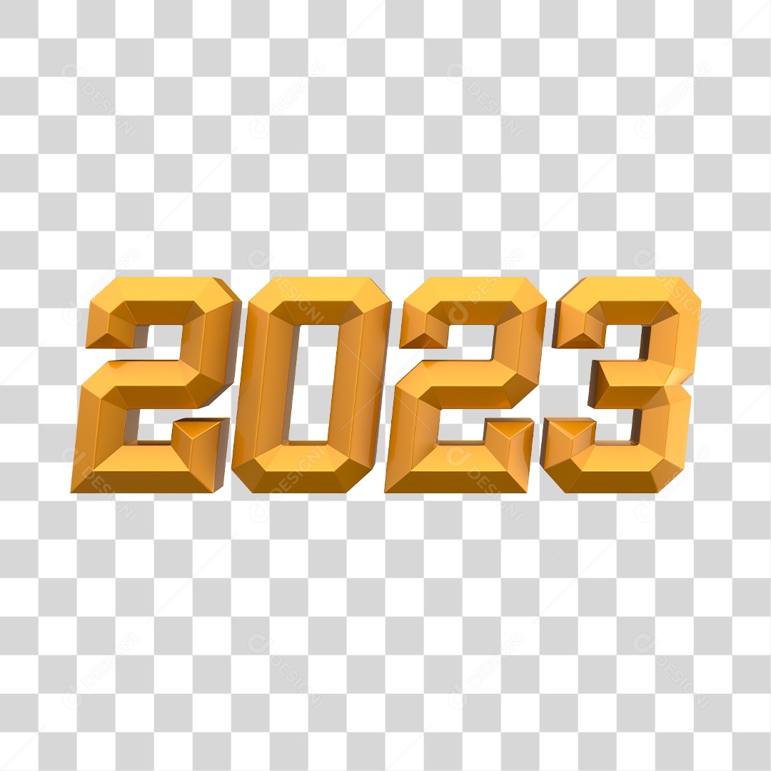 Número 2023 Dourado Elemento 3D de Ano Novo PNG Transparente