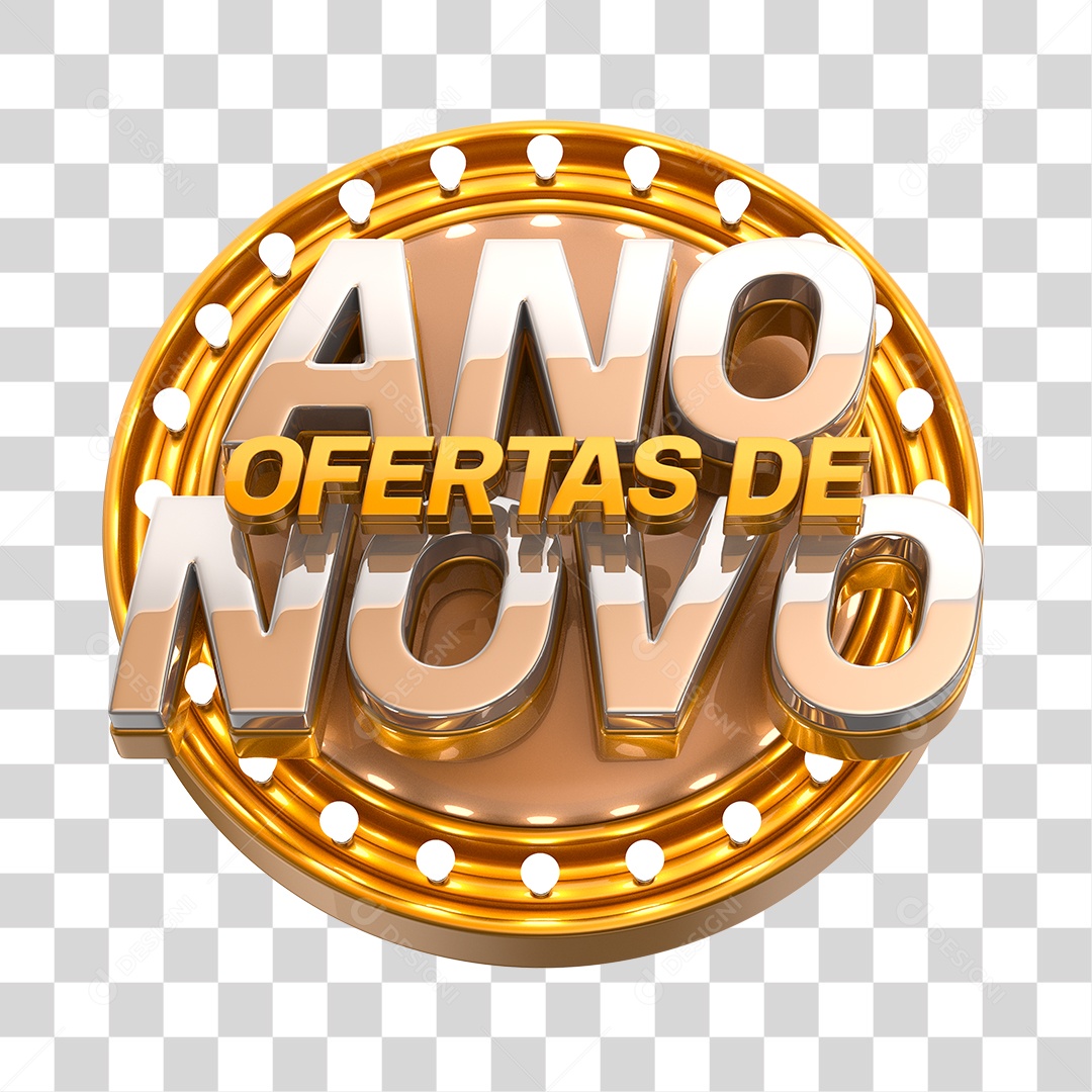 Ofertas de Ano Novo Selo 3D Dourado e Prata de Ano Novo PNG Transparente