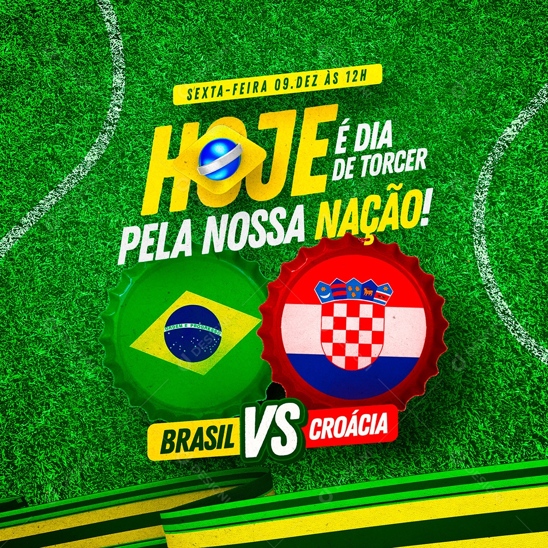 Post Copa do Mundo Hoje É Dia de Torcer Social Media PSD Editável
