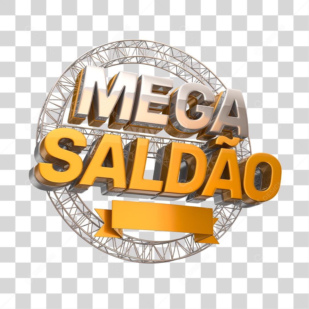 Mega Saldão Seal 3D Gold and Silver Transparent PNG