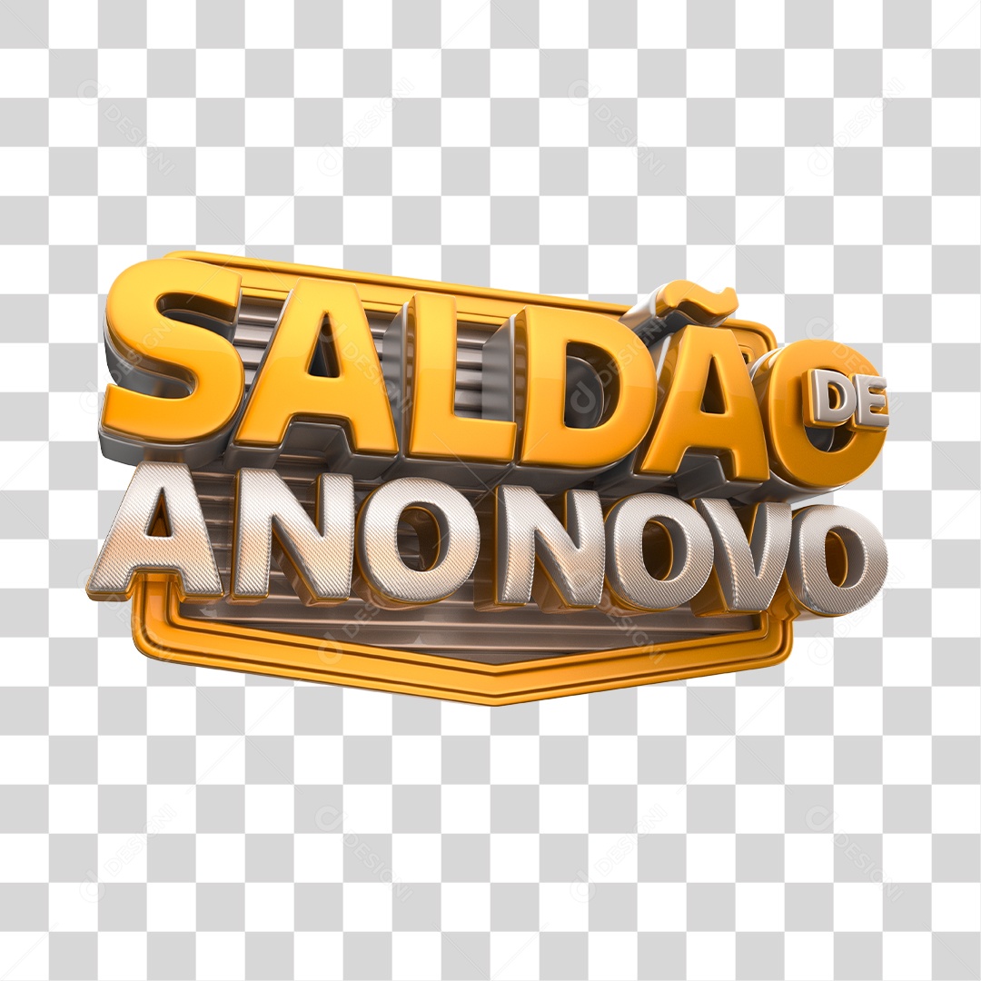 New Year Sale Stamp 3D Gold and Silver Transparent PNG