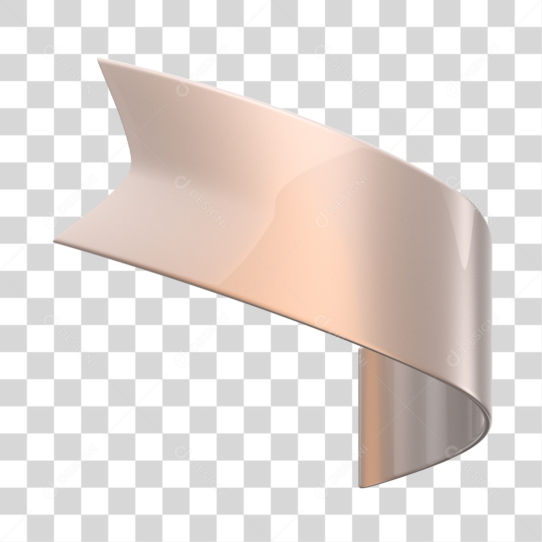 Fita Prata Elemento 3D para Composição PNG Transparente